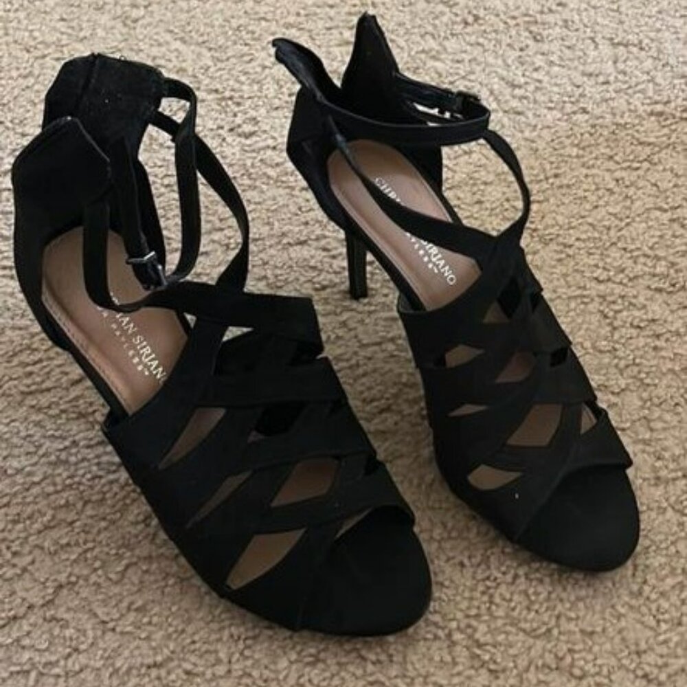 Christian Siriano open toe back zipper heels